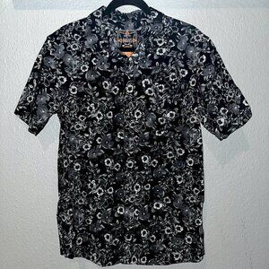 DRAVUS "Built for Wear" Gray & Black Floral Short Sleeve Button Up Men's Shirt L